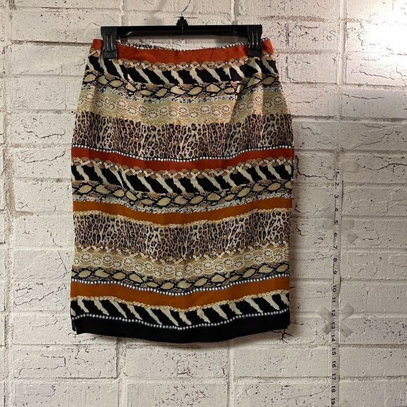 Silk Club Animal Print Sequin Pencil Skirt 4 - Picture 4 of 10